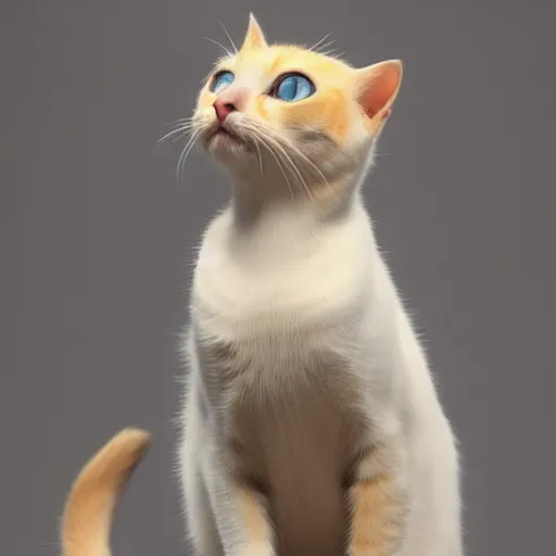 Image similar to an [ [ orange ] ] white black kitty front view