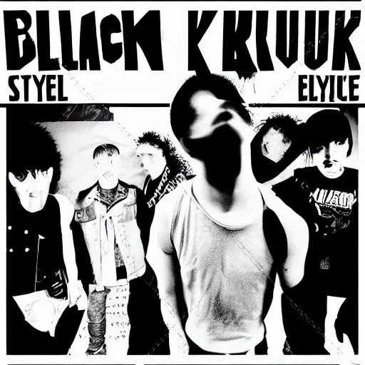 Image similar to black on white graphic design cover punk band in style of eric hu, y 2 k, brutalism, acid, techno