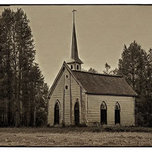 Image similar to picture of an old wooden white church, 1 9 th century southern gothic scene, made by lagerstedt, mikko