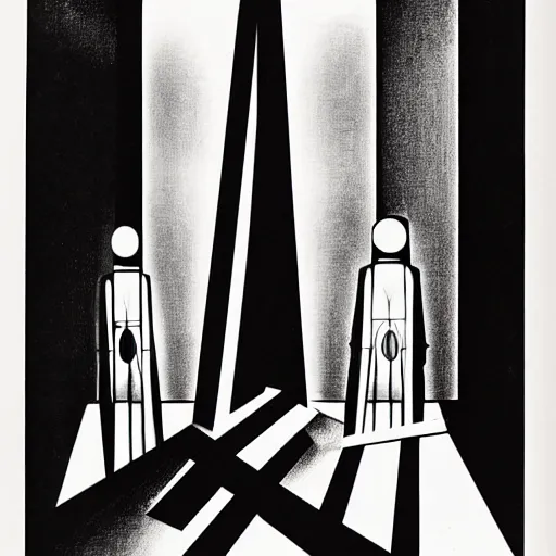 Image similar to the new gods gathered in the temple, Oskar Schlemmer