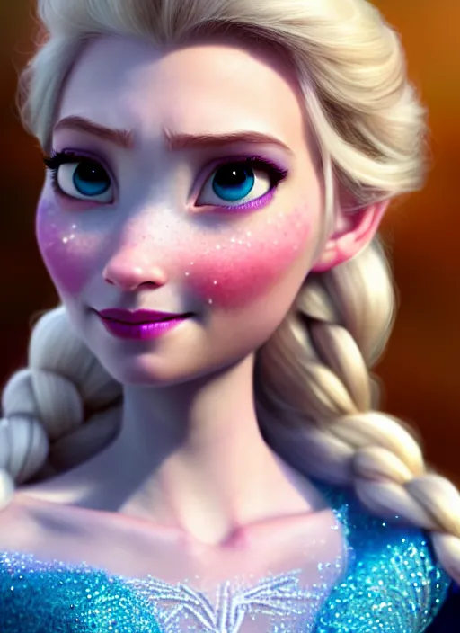 Image similar to Elsa from Frozen, au naturel, hyper detailed, digital art, trending in artstation, cinematic lighting, studio quality, smooth render, unreal engine 5 rendered, octane rendered, art style by klimt and nixeu and ian sprigger and wlop and krenz cushart