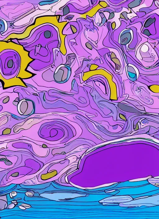 Image similar to purple island made from paint cartoon app background artwork, digital art, award winning
