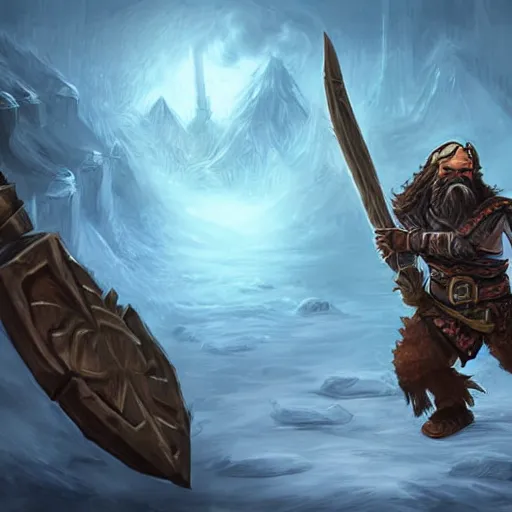 Image similar to fierce bearded dwarf, warrior, huge doubleaxe, scary, long hair, DnD art, epic fantasy style art, fantasy epic digital art, epic fantasy art, hearthstone style art