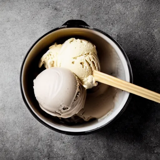 Prompt: ice cream in a pot of boiling water, realistic photo