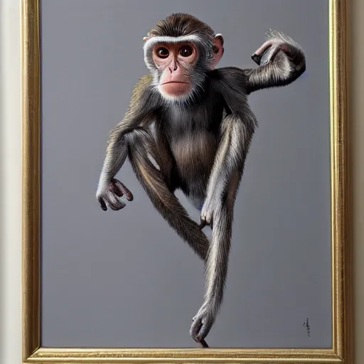 Image similar to a hyper realistic and highly detailed painting of a cybernetic monkey