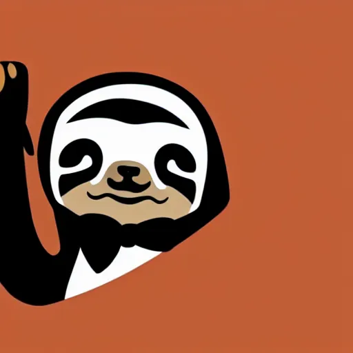 Prompt: sloth wearing tuxedo, 3 d logo, vector illustration, aesthetic, minimalistic