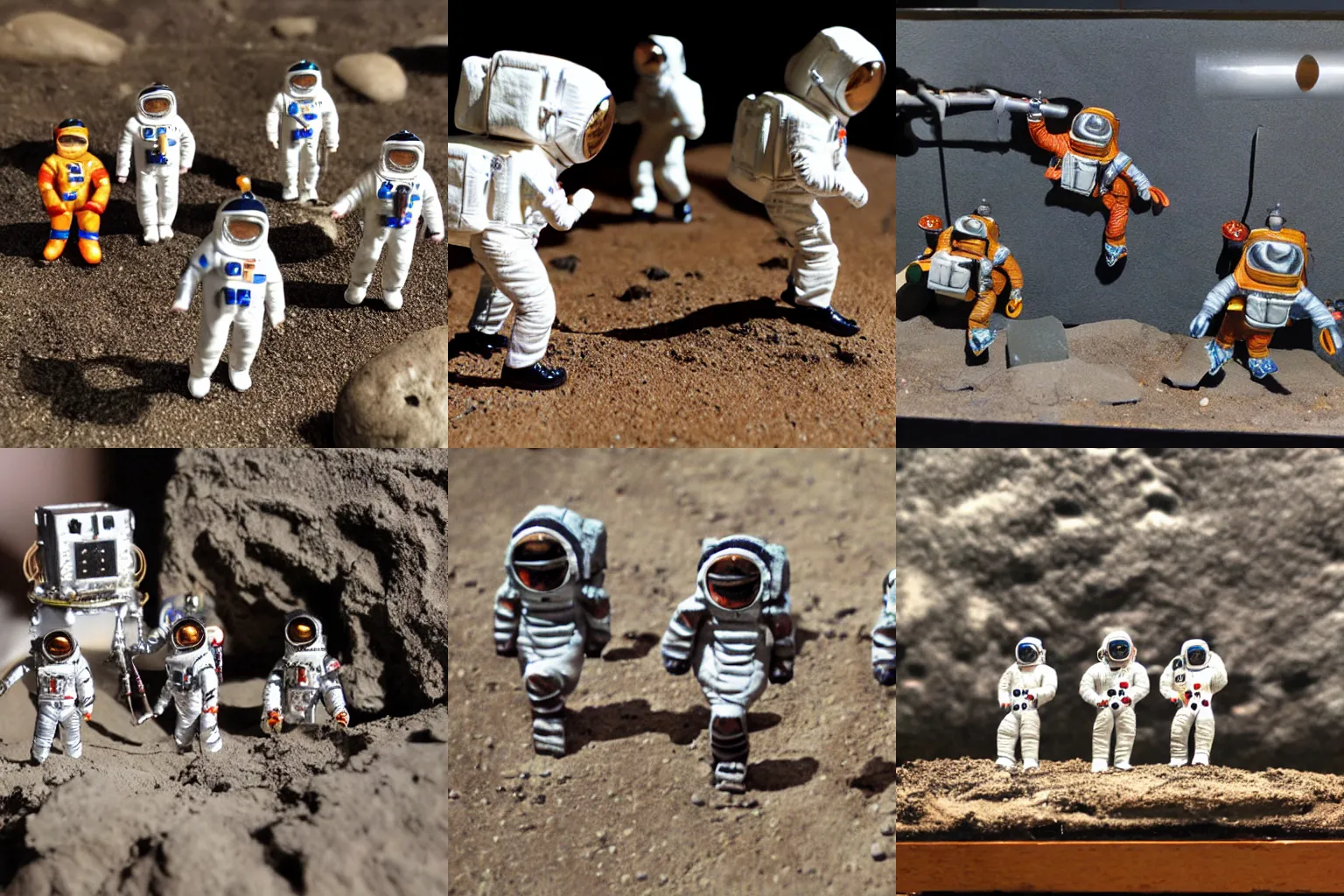 Prompt: miniature diorama of aztec astronauts in the space