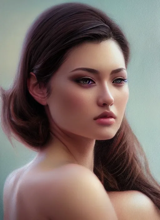 Image similar to photo of a gorgeous young woman in the style of stefan kostic, realistic, sharp focus, 8 k high definition, insanely detailed, intricate, elegant, art by stanley lau and artgerm