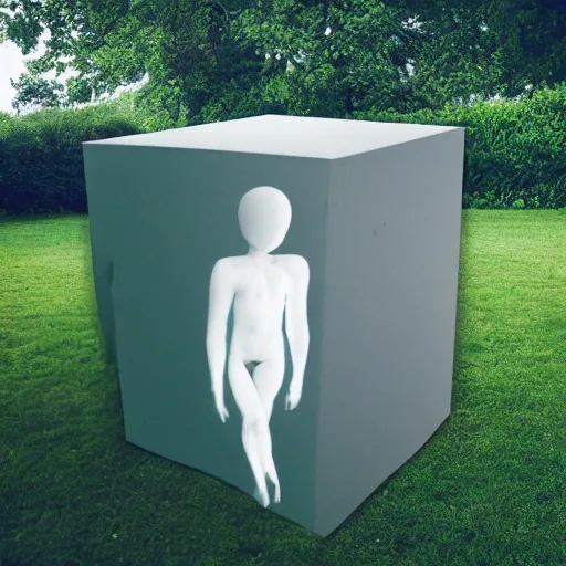 Image similar to photograph of a person shaped like a cube