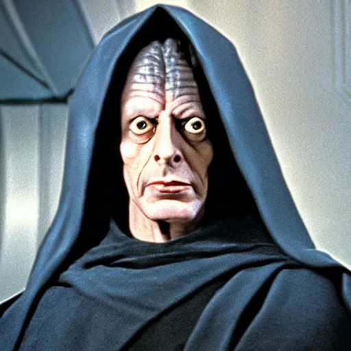 Image similar to jeff goldblum as emperor palpatine in the original trilogy, star wars movie, photo