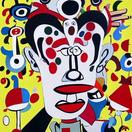 Image similar to crazy man, designed by george condo
