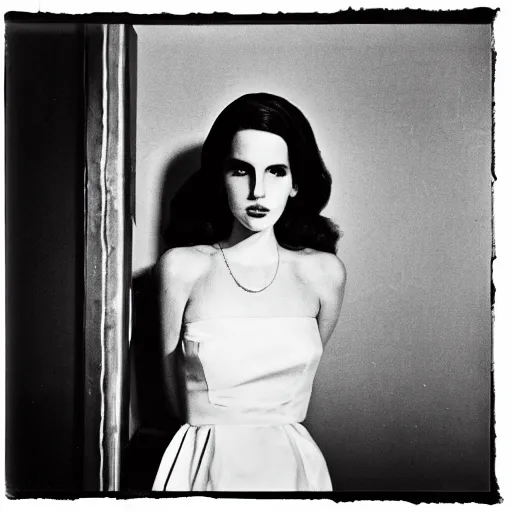 Image similar to portrait of lana del rey by diane arbus, high detail, fine detail