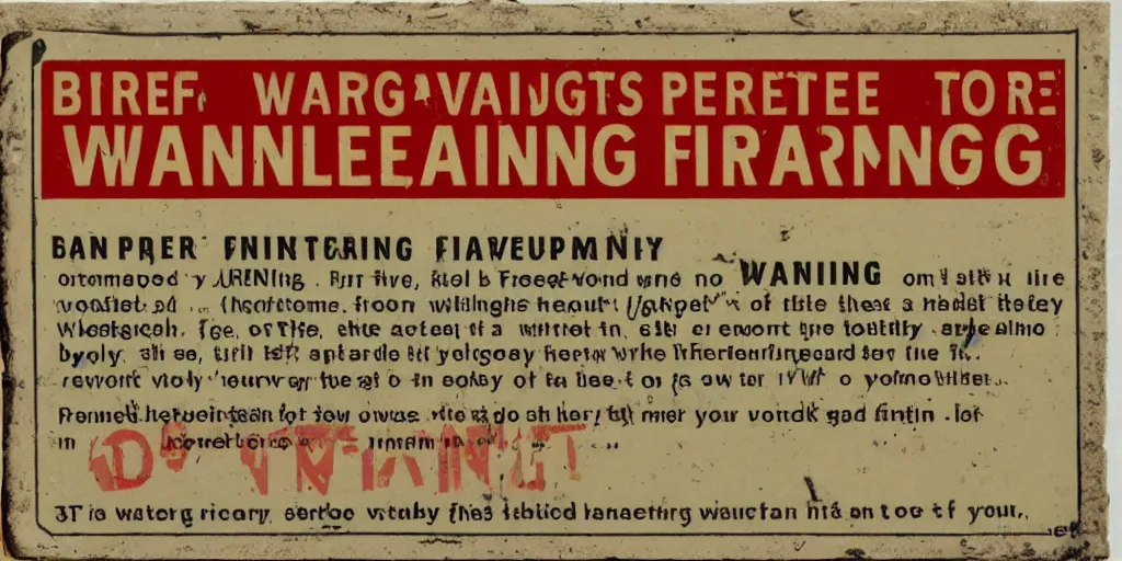 Image similar to vintage fire warning label