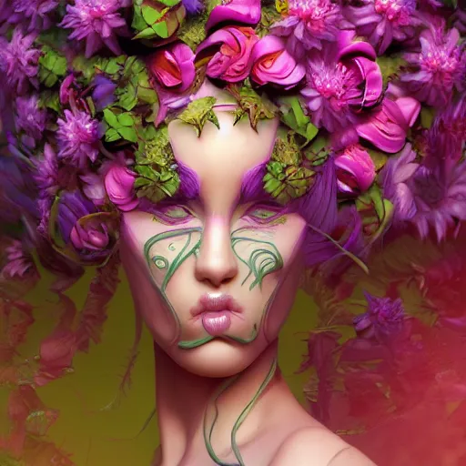 Prompt: a beautiful amazing art of flora addict out of spirals by tom Haugomat, Serena Malyon, Maxim Shirkov, Alex Pogrebniak and Robin Gundersen, Trending on artstation, featured on Behance, Vision of chaos, octane render.