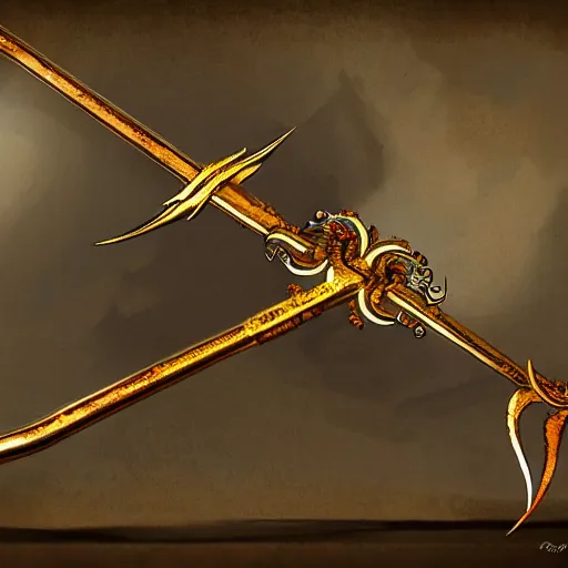 Image similar to concept art of silver gold scythe weapon, scythe design, fantasy scythe, fantasy, behance, pinterest, deviantart, artstation, weapons concept art, design, rpg, weapon, detailed, digital art, incredible, digital painting