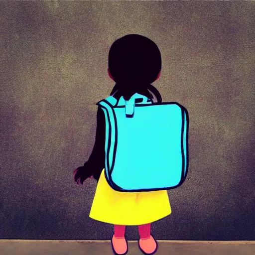 Prompt: “ a little girl with school bag in pixar style ”