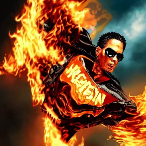 Image similar to keanu reaves as ghost rider 3 4 k quality super realistic