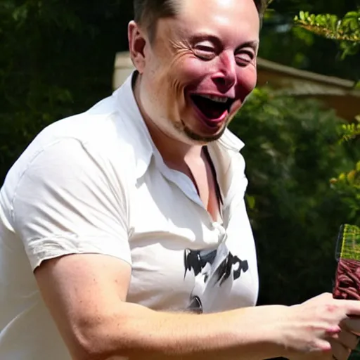 Image similar to Elon Musk excitedly eating a Slim Jim