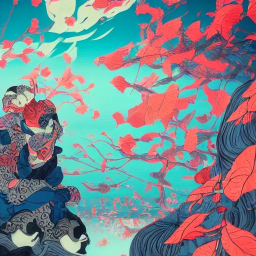 Image similar to james jean style, utagawa kunisada 3 d art, vfx art, unreal engine render, claymation style, colourful, volumetric light, digital painting, digital illustration, dramatic light,