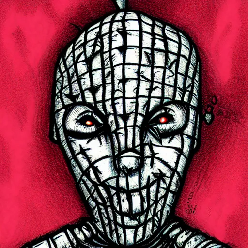 Prompt: Pinhead from Hellraiser, chibi illustration, 4k