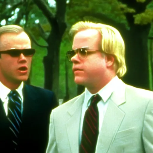 Image similar to philip seymour hoffman is joe biden, forest gump ( 1 9 9 2 ), cinematic shot