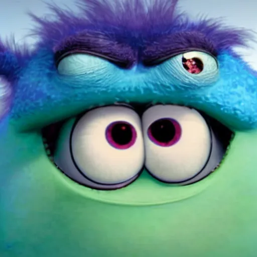 Prompt: mike wazowzki with two eyes, pixar's monster Inc cgi