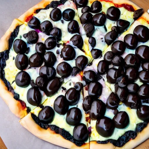 Prompt: gender reveal pizza writing GIRL in black olives