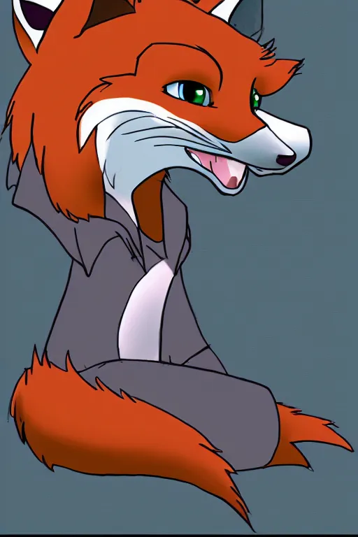 Image similar to a fox fursona, trending on furaffinity, by don bluth, furry art, digital art