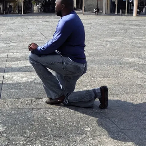 Image similar to A man kneeling over a large diamond