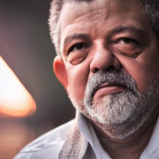 Prompt: a portrait of luis inacio lula da silva, sunrise lighting, f 2. 8,