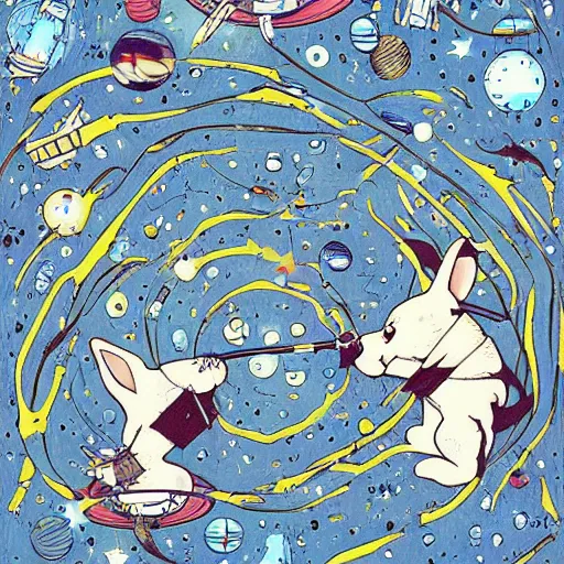 Image similar to A lost sci-fi rabbit, space rabbit, interstellar black hole, by James Jean And WLOPPRO