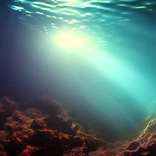 Image similar to underwater light study. Caustics. 8k resolution. Photograph. Trending on artstation. God rays.