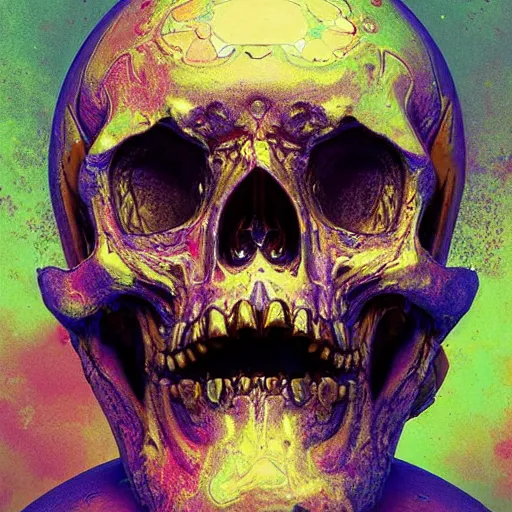 Image similar to portrait_of_a_melting_skull._intricate_abstract._psychedelic_liquod_embossed_intricate_artwork._by_Tooth_Wu_wlop_beeple_dan_mumford._octane_render_trending_on_artstat