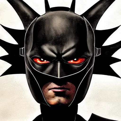 Image similar to black matte metal samurai batman batman batman android, ((dark fantasy)), dark, moody, broody, evil :: by Martine Johanna and and (Chie Yoshii) and Casey Weldon and Guillermo del toro :: ornate, dynamic, particulate, rich colors, intricate, elegant, highly detailed, centered, artstation, smooth, sharp focus, octane render, 3d