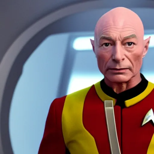 Image similar to a still of 2 1 savage as captain picard in star trek the next generation, 8 k