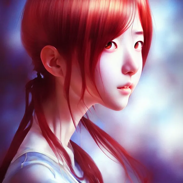 Image similar to beautiful portrait of the popular girl, by katsuhiro otomo, yoshitaka amano, nico tanigawa, and artgerm rendered with 3 d effect.