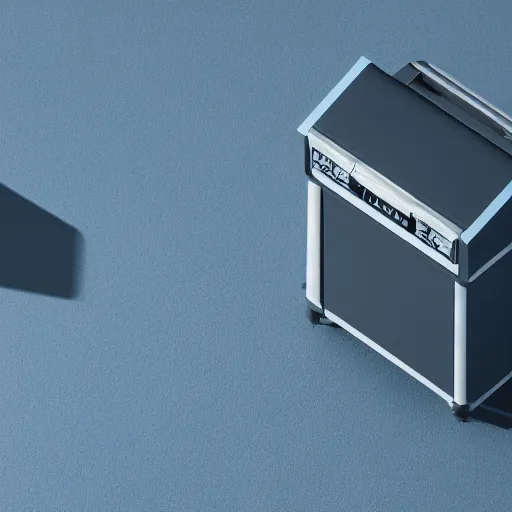 Image similar to isometric minimalistic chubby kitchen with pepe the frog and trashcans, cinema 4 d, 1 0 0 mm, blue color scheme depth of field, octane render, studio lighting