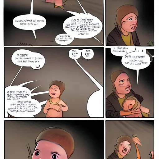 Image similar to portrait of a smug baby performing neurosurgey, medium shot, highly coherent, saga comic, fiona staples