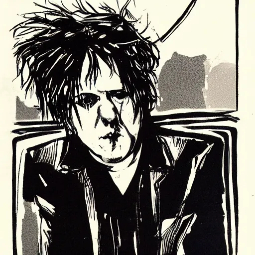 Prompt: robert smith, portrait, by guido crepax