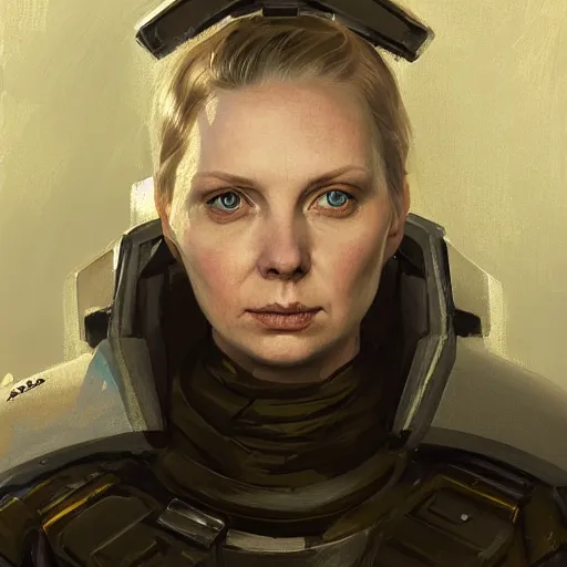 Image similar to portrait of a woman by greg rutkowski, she looks like gwendoline christie, wearing the tactical gear of the corellian confederation, star wars expanded universe, he is about 3 0 years old, highly detailed portrait, digital painting, artstation, concept art, smooth, sharp foccus ilustration, artstation hq