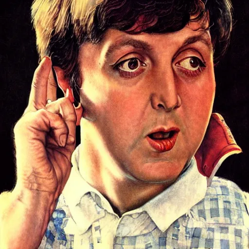 Prompt: portrait of Paul McCartney (1965), by Norman Rockwell