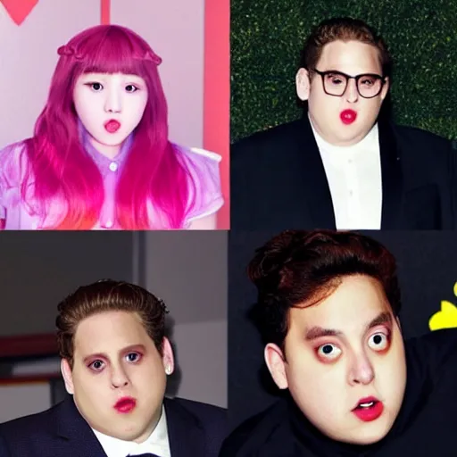 Image similar to Jonah Hill as a Kpop Idol, Twice red Velvet