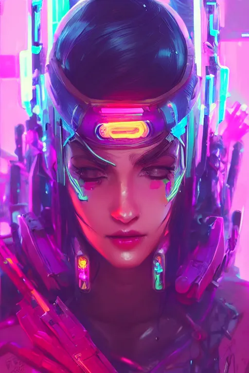 Image similar to caitlyn from league of legends, cyberpunk futuristic neon. decorated with traditional japanese ornaments by ismail inceoglu dragan bibin hans thoma greg rutkowski alexandros pyromallis nekro rene maritte illustrated, perfect face, fine details, realistic shaded, fine - face, pretty face