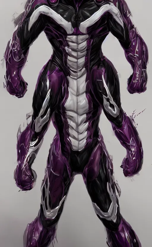 Image similar to venom in a venom inspired ironman suit, purple, black and red, dynamic lighting, photorealistic fantasy concept art, trending on art station, stunning visuals, terrifying, creative, cinematic