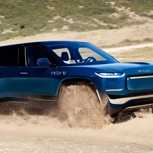 Image similar to Elon Musk driving a Rivian R1T