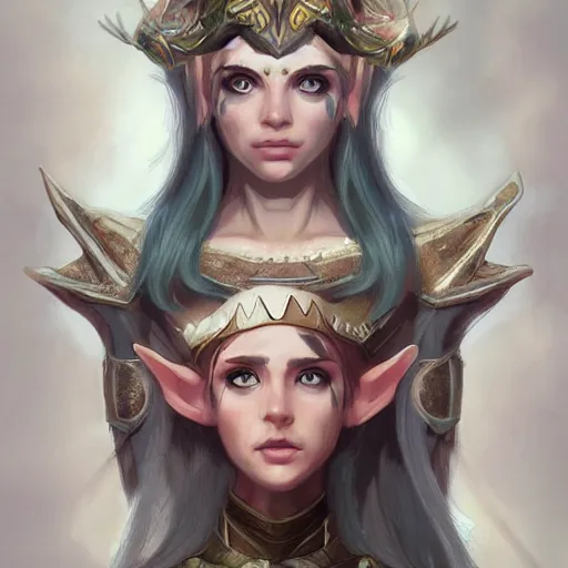 Image similar to portrait of a elf queen, digital art, artstation, concept art