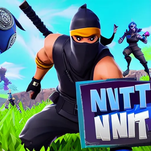 Prompt: ninja Fortnite with a big moustache