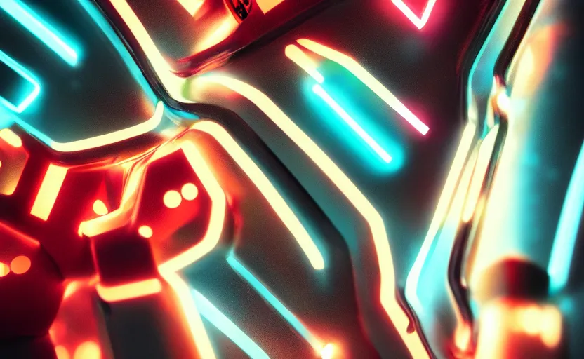 Prompt: tiago sillos padovani, padovani studio, macro up view metallic, tron, close up bokeh hiperrealistic neon glow darkness dramatic neon, sharp focus, octane render, imax