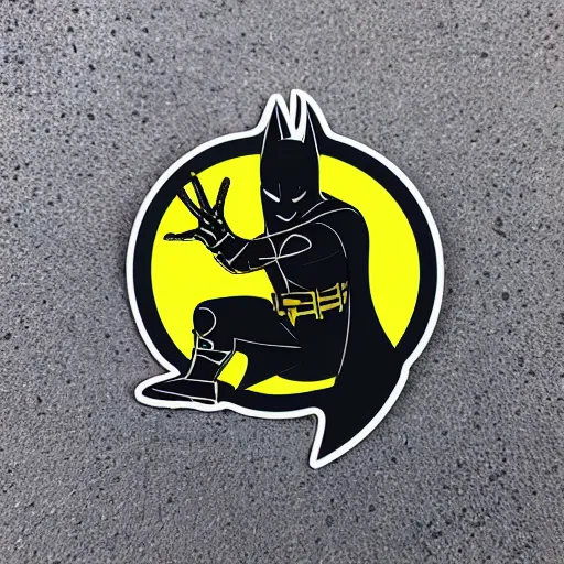 Prompt: die cut sticker, batman breakdancing in techwear splatter paint