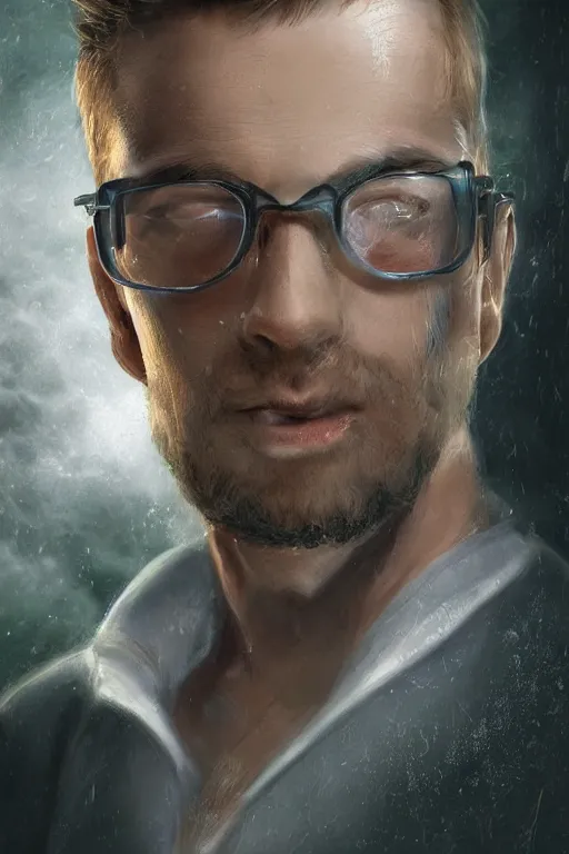 Image similar to elaborately ultradetailed close up portrait of a pretentious heart surgeon and nature enthusiast, digital art painting, concept art, poster art, smooth, sharp focus, Aetherpunk, atmospheric lightning, highly detailed illustration highlights, Exquisite 8K detail post-processing, award winning picture, sense of awe, featured on DeviantArt